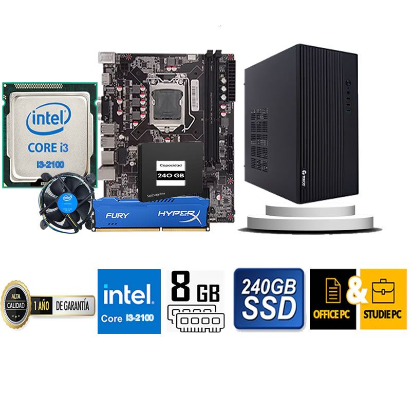 TEROS - COMPUTADORA DE ESCRITORIO CORE I3 2100  8GB RAM 240  GB SSD