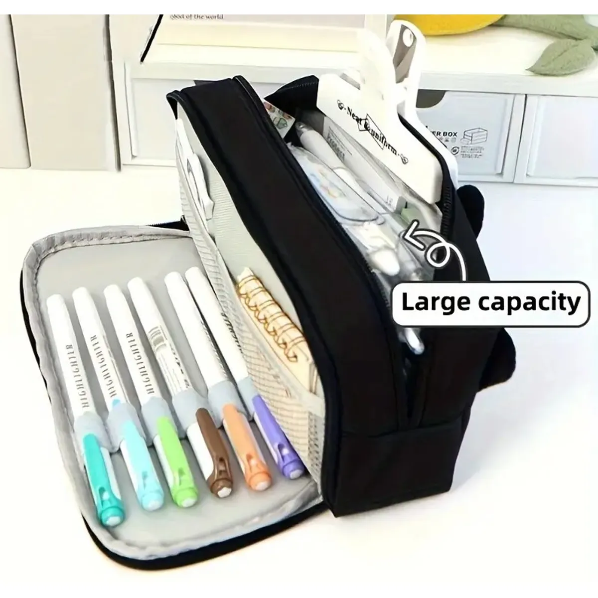 GENERICO - Cartuchera Doble Compartimiento Diseño Gatito