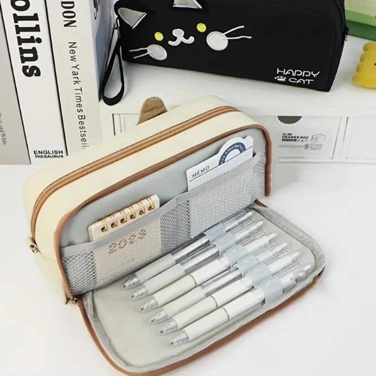 GENERICO - Cartuchera Kawaii Diseño Gatito 2 Compartimientos