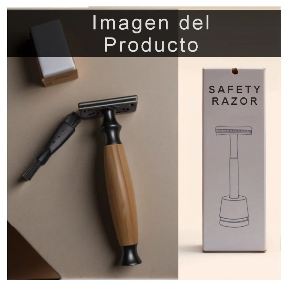 GENERICO - Maquina Afeitar Rasuradora Clásica Afeitadora Metal & Madera+ Navajas