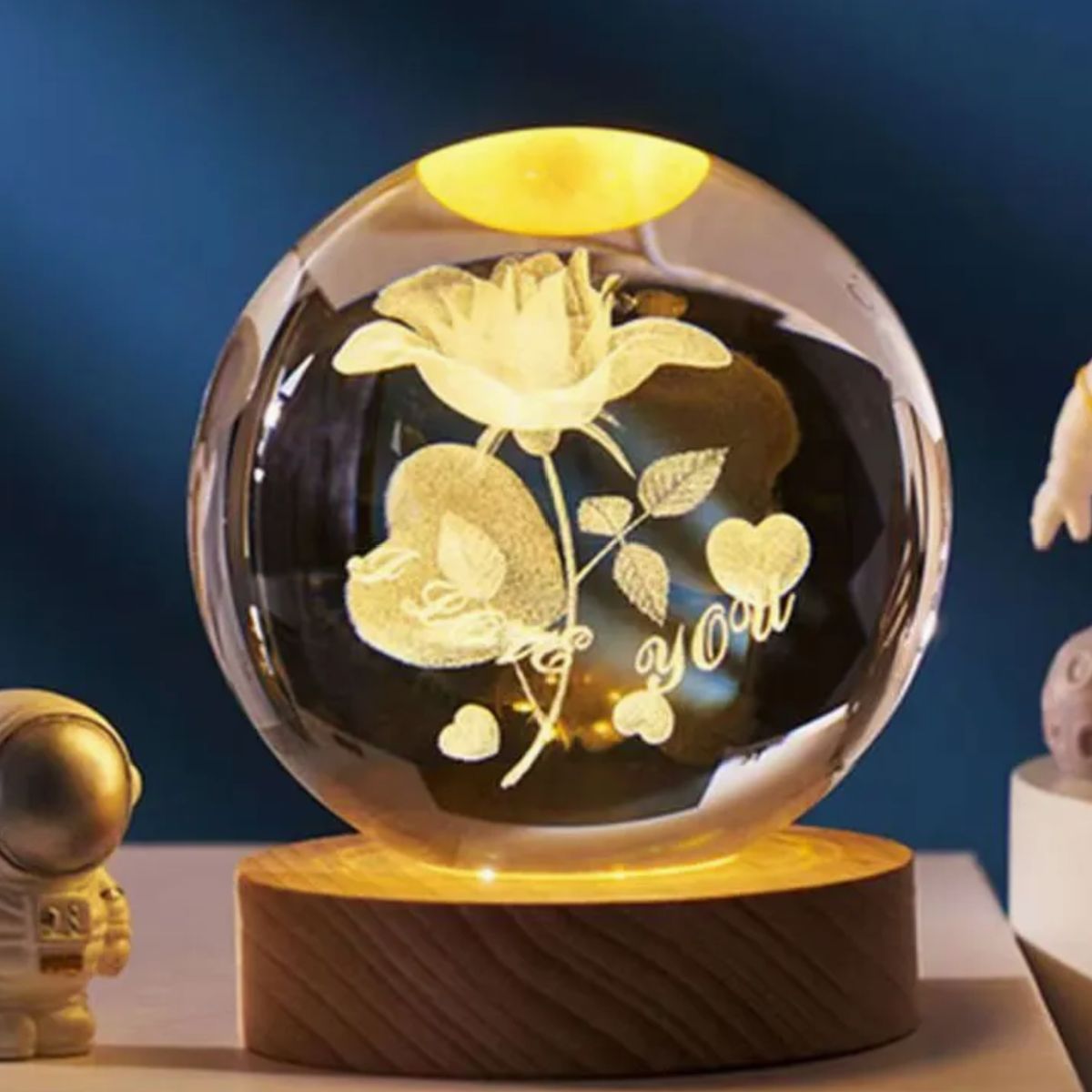 GENERICO - ESFERA CRISTAL GIRATORIO 3D GRANDE LÁMPARA LED ADORNO DECORATIVO