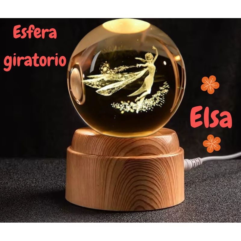 GENERICO - ESFERA CRISTAL GIRATORIO 3D GRANDE LÁMPARA LED ADORNO CON MOVIMIENTO