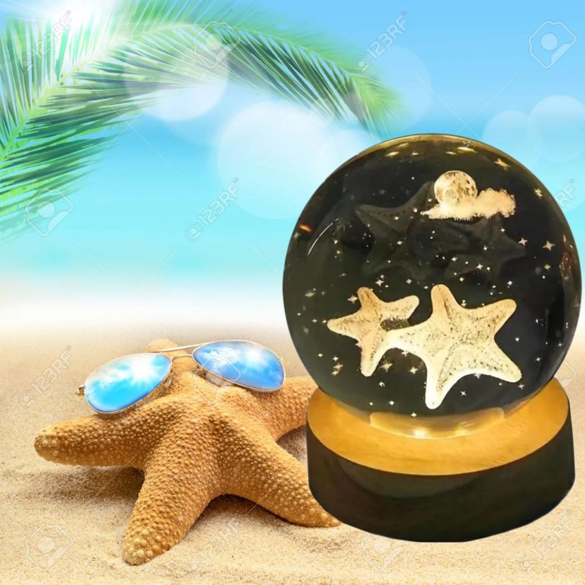 GENERICO - ESFERA DE CRISTAL GIRATORIO XL LÁMPARA LED 3D CON MOVIMIENTO ADORNO