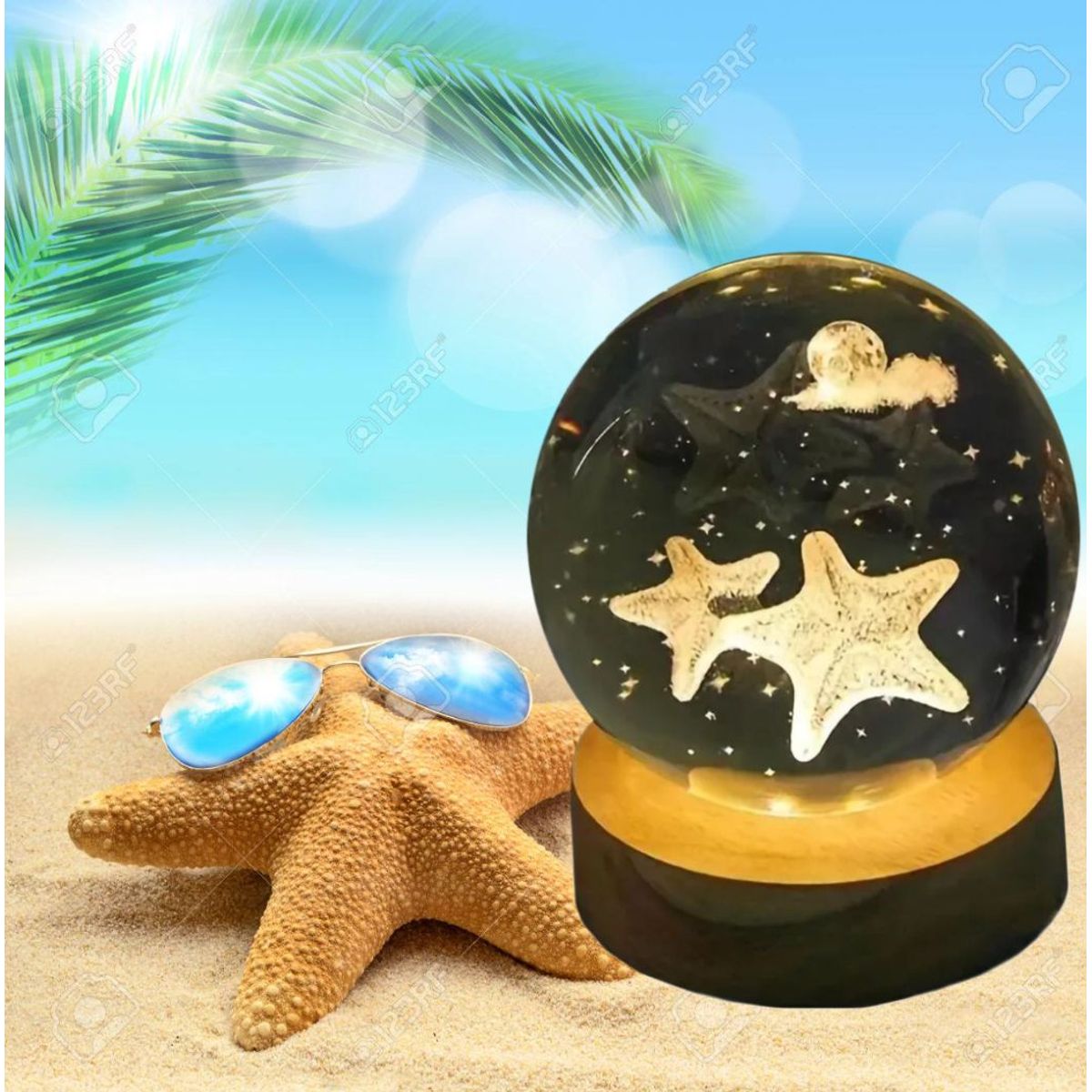 GENERICO - ESFERA DE CRISTAL GIRATORIO XL LÁMPARA LED 3D CON MOVIMIENTO ADORNO