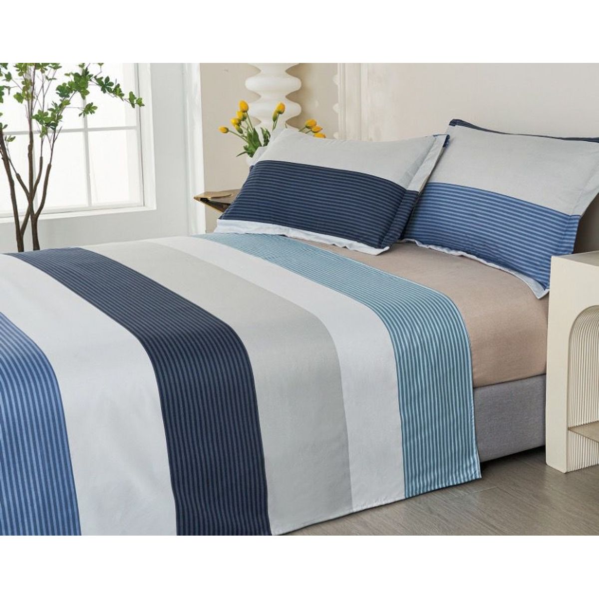 VENEZIA - Juego de sábanas VICENZA 2 plazas - 100% Algodón