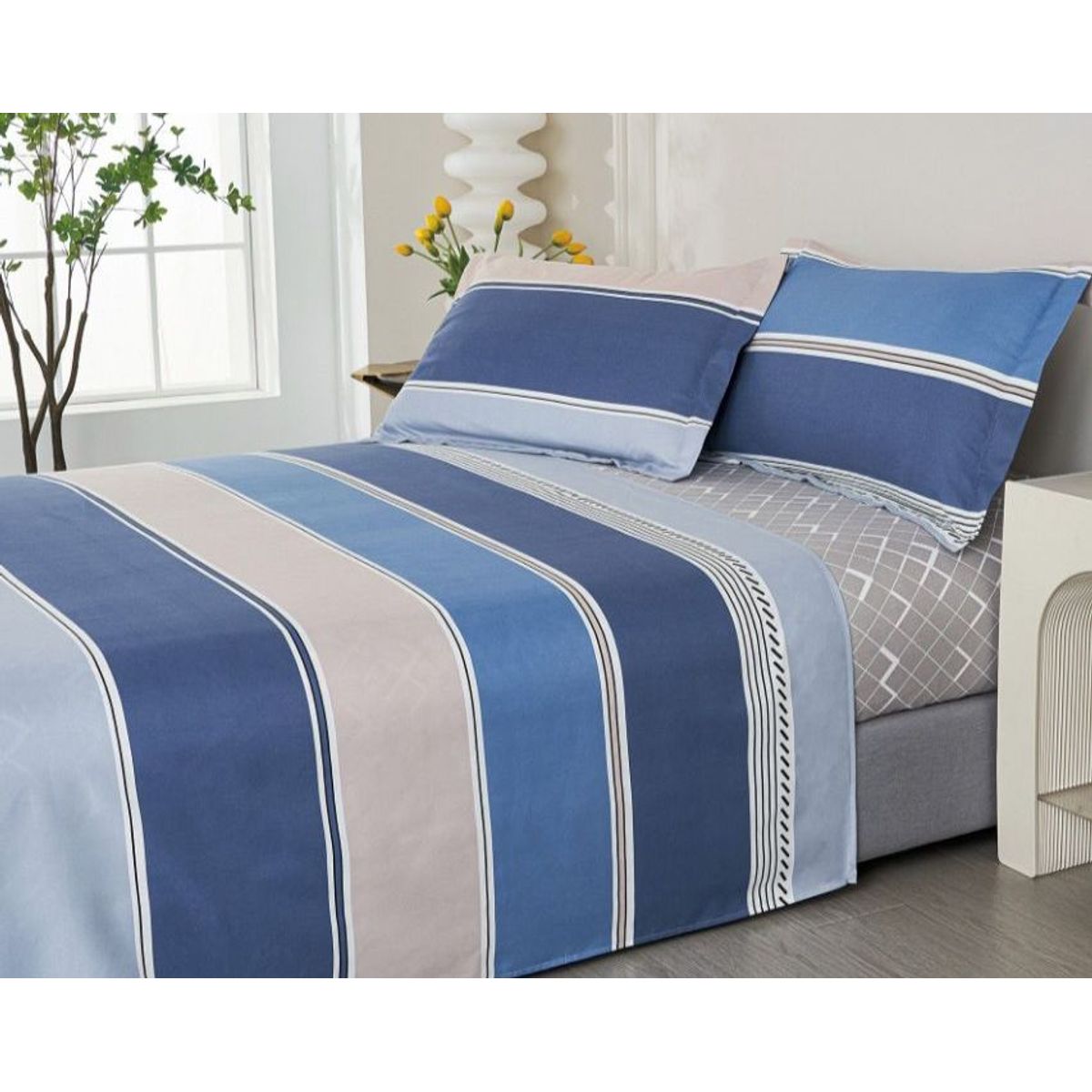 VENEZIA - Juego de sábanas VICENZA 2 plazas - 100% Algodón