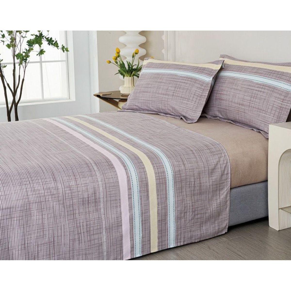 VENEZIA - Juego de sábanas VICENZA 2 plazas - 100% Algodón