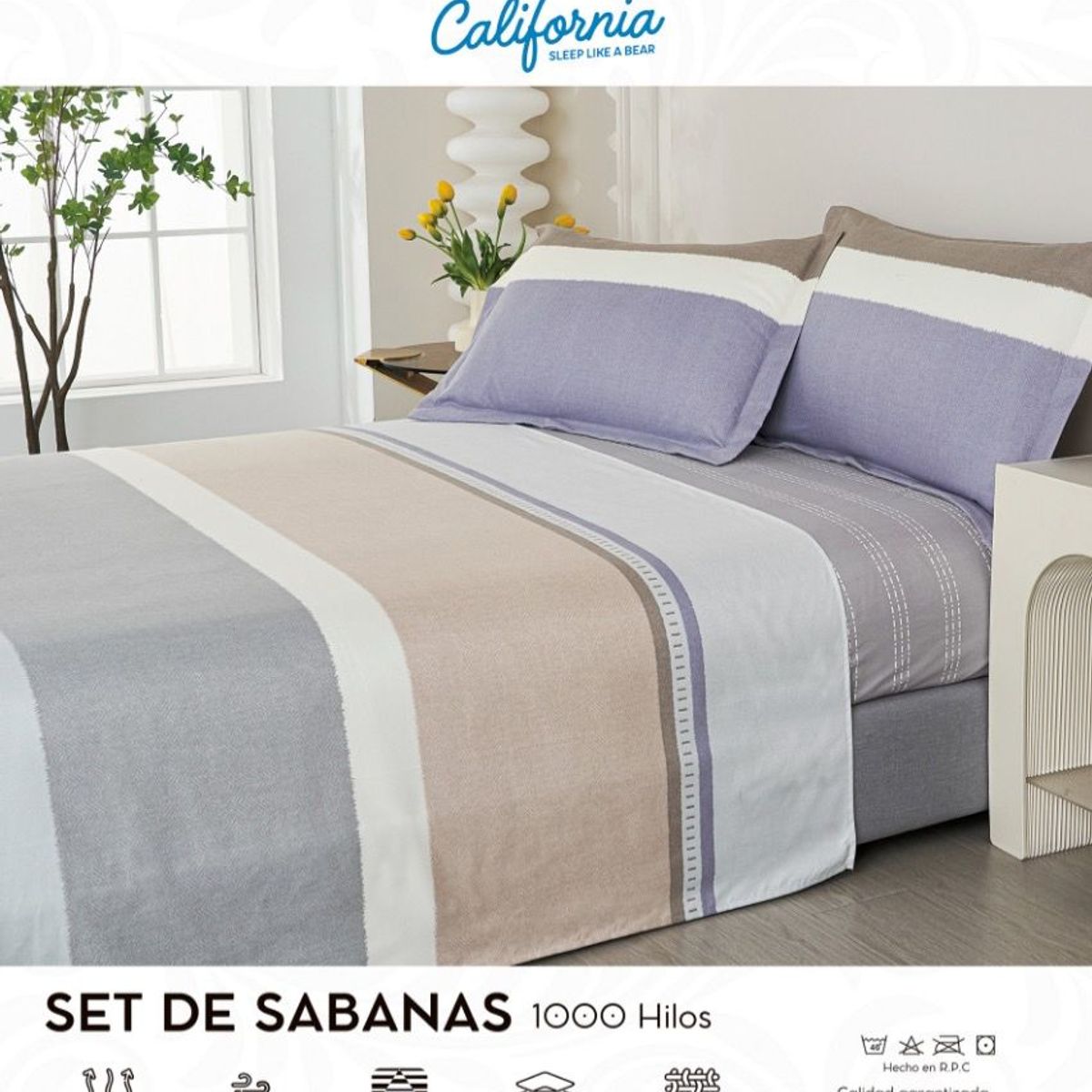 VENEZIA - Juego de sábanas VICENZA 2 plazas - 100% Algodón