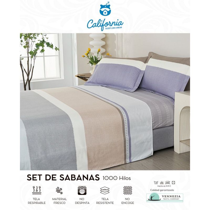 VENEZIA - Juego de sábanas VICENZA 2 plazas - 100% Algodón