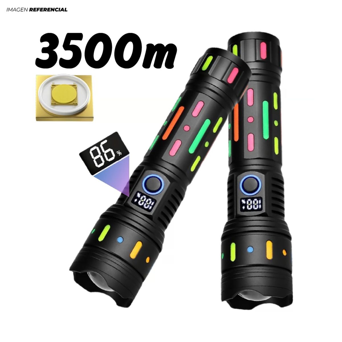 GENERICO - Linterna Potente Táctica Recargable de 3500m