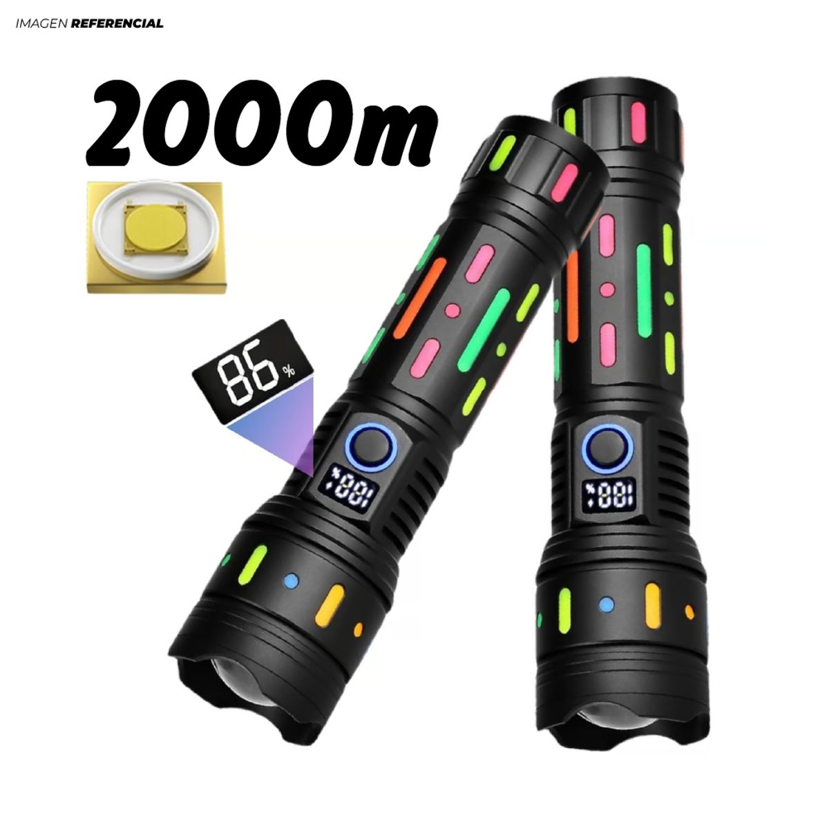 GENERICO - Linterna Potente Táctica Recargable de 2000m