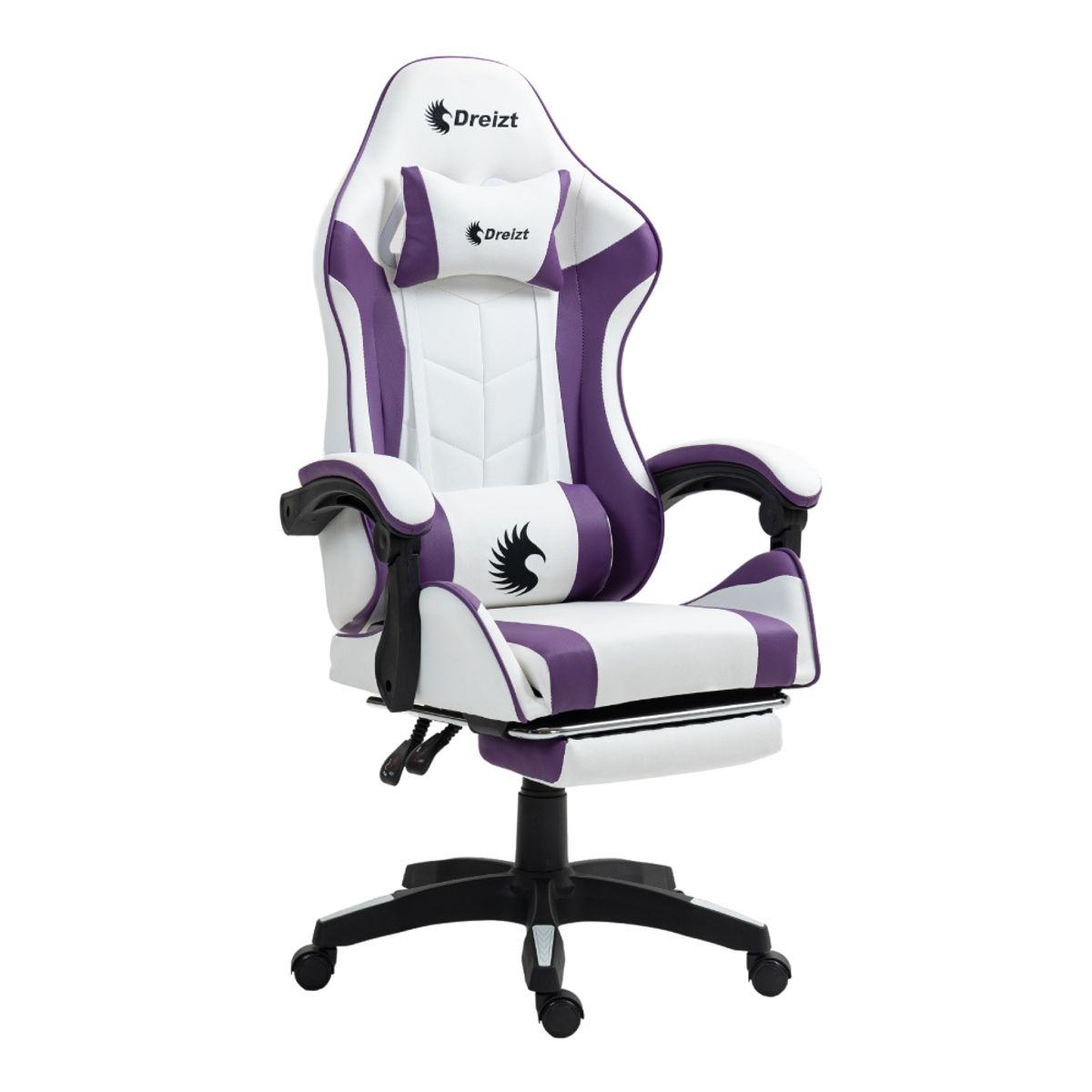 DREIZT - Silla Gamer Ergonómica Dreizt Shine Purpura y Blanco Posapies Reclinab