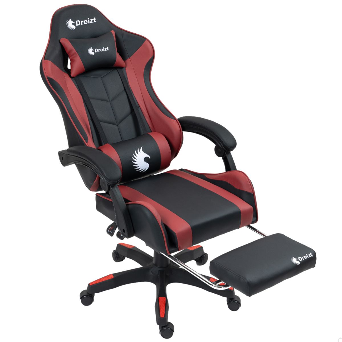 DREIZT - Silla Gamer Ergonómica Dreizt Shine Series Rojo Jam Posapies Reclinabl