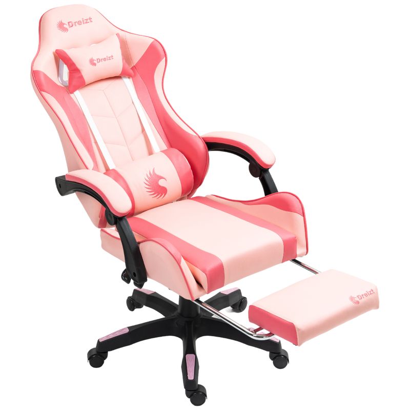 DREIZT - Silla Gamer Ergonómica Dreizt Shine Rosado Caramelo Posapies Reclinabl