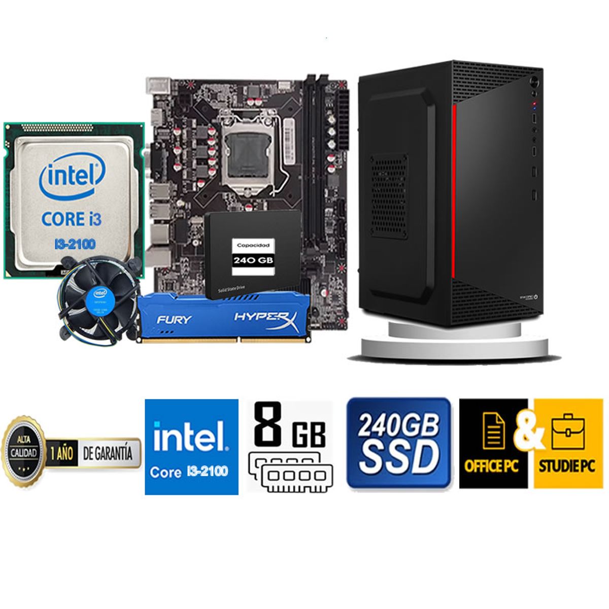 ENKORE - COMPUTADORA DE ESCRITORIO CORE I3 2100  8GB RAM 240  GB SSD