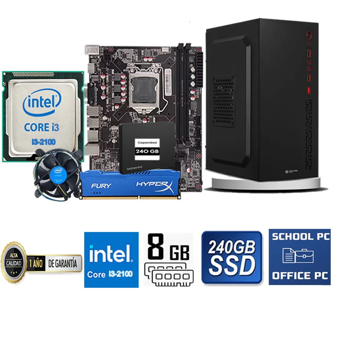 ENKORE - COMPUTADORA DE ESCRITORIO CORE I3 2100  8GB RAM 240  GB SSD