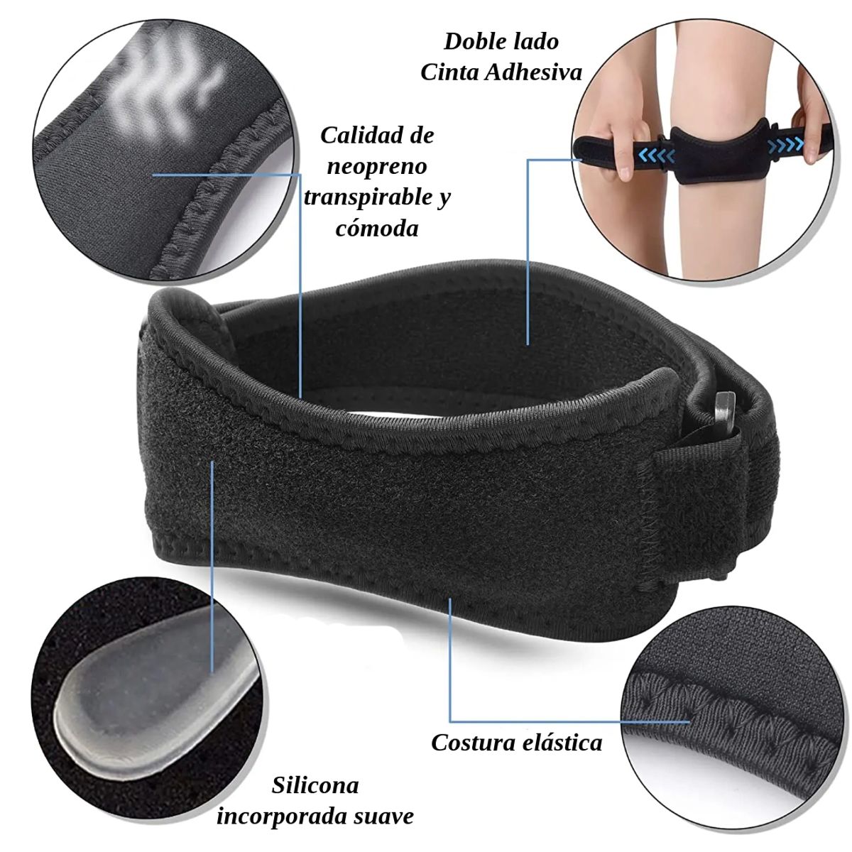 GENERICO - Meñisquera para Protección de Meñisco Soporte Compresión x2