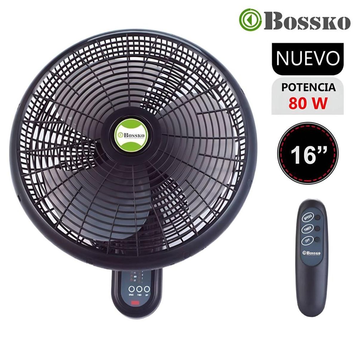 BOSSKO - Ventilador de Pared con Control Remoto Bossko BK-8210PD