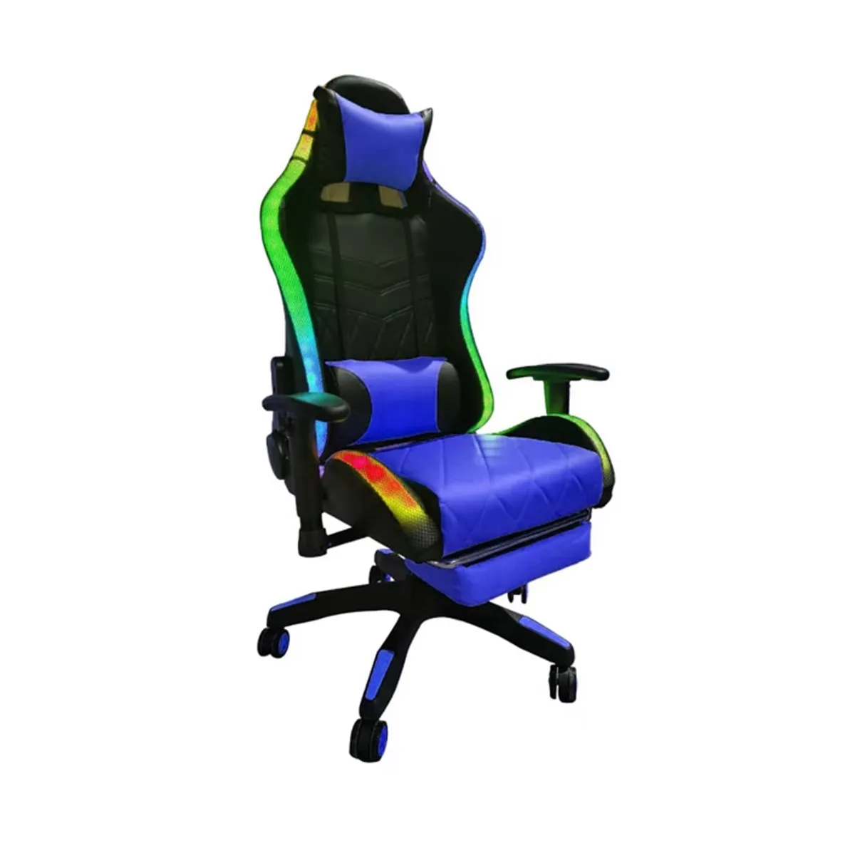 TEMEL - Silla Gamer iMUEBLES Azul Reclina 180° Reposapiés y Luces RGB