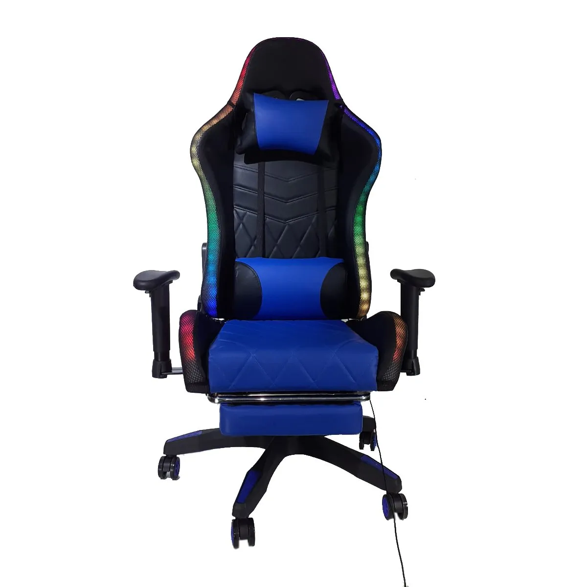 TEMEL - Silla Gamer iMUEBLES Azul Reclina 180° Reposapiés y Luces RGB