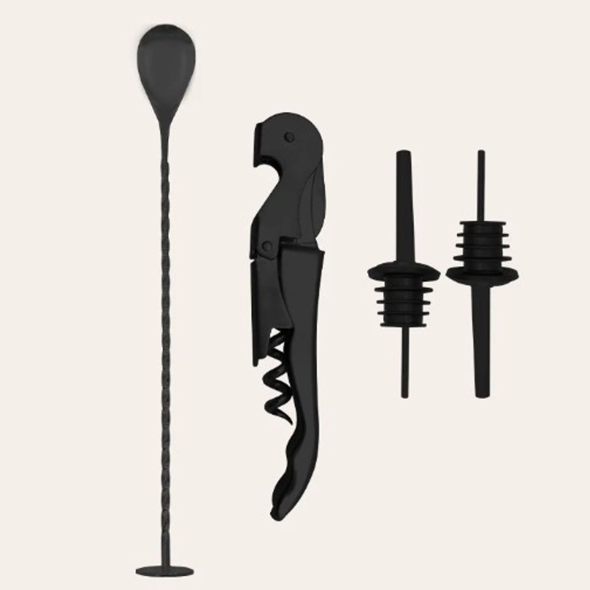 GENERICO - Kit Bartender Negro de 11 Piezas + Base de Bambu