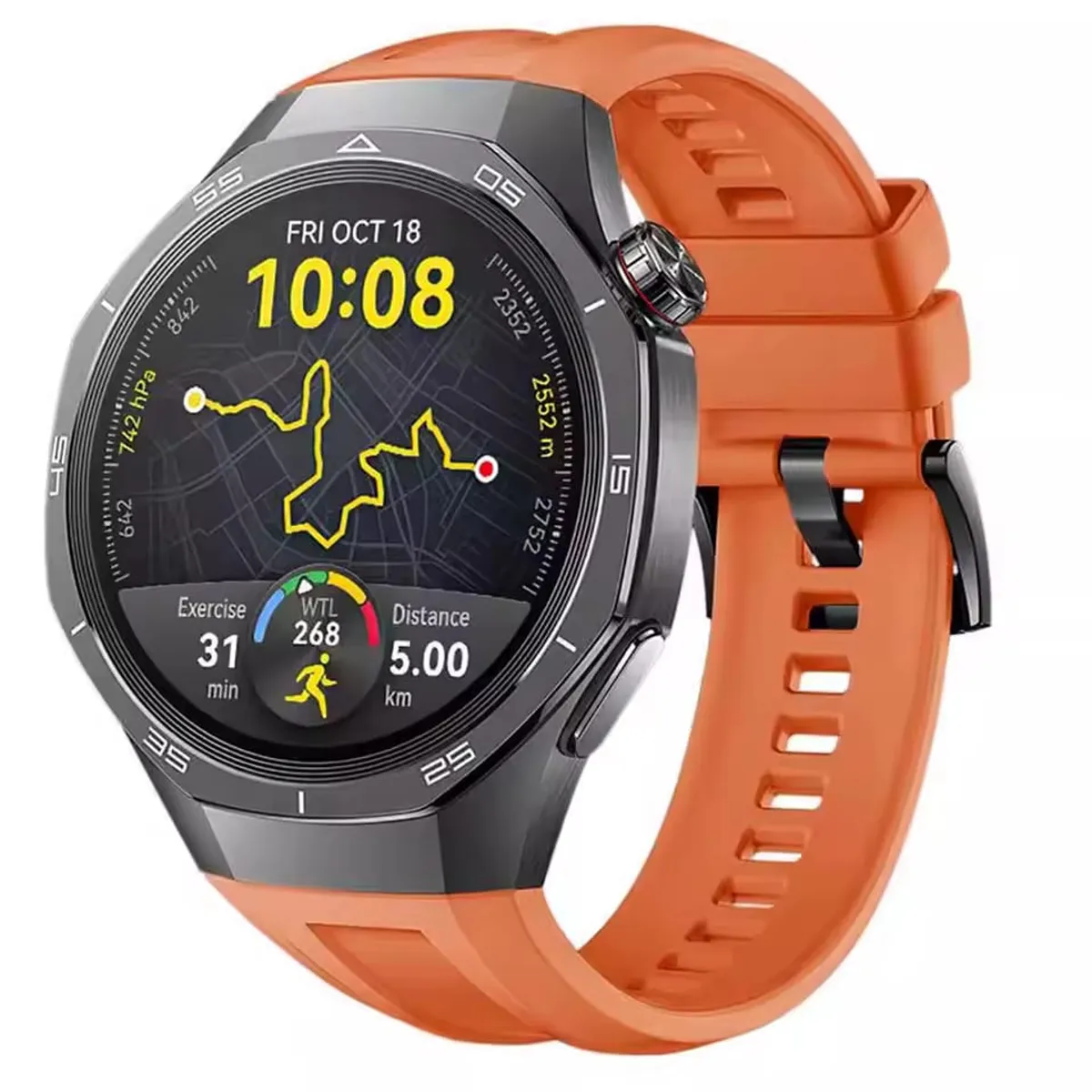 GENERICO - CORREA DE SILICONA RELIEVE PARA HUAWEI WATCH GT5 PRO 46 mm ANARANJADO