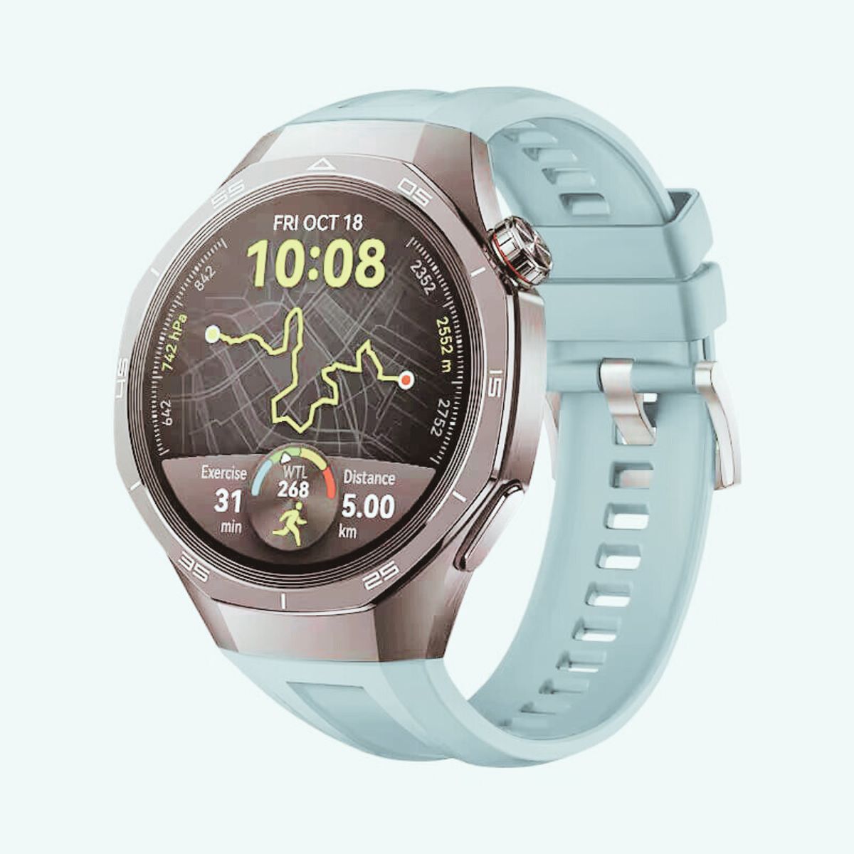 GENERICO - CORREA DE SILICONA RELIEVE PARA HUAWEI WATCH GT5 PRO 46 mm CELESTE