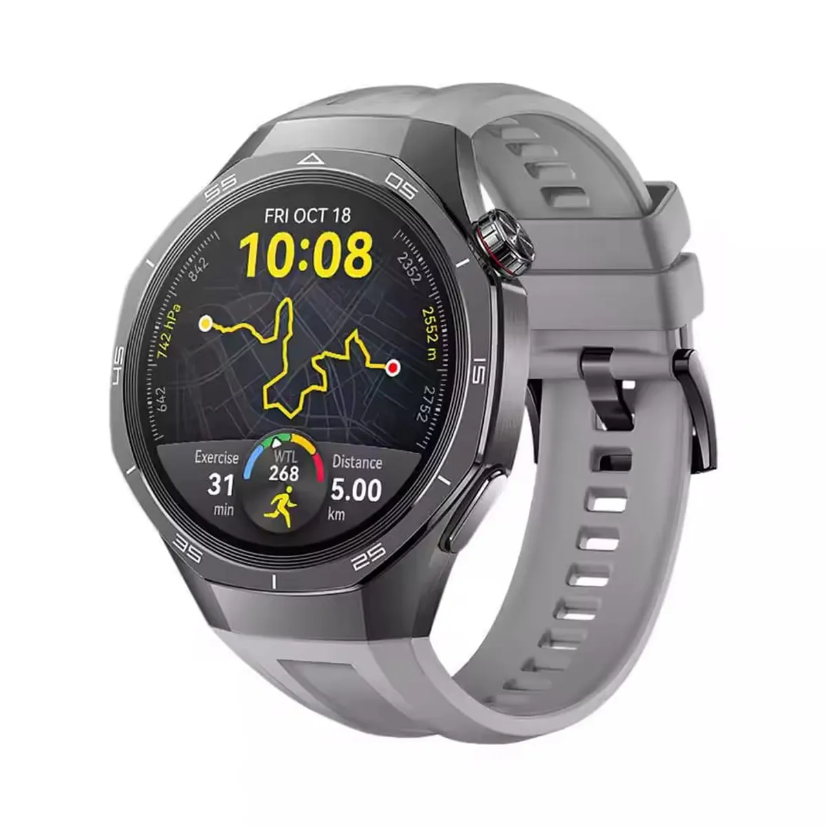 GENERICO - CORREA DE SILICONA RELIEVE PARA HUAWEI WATCH GT5 PRO 46 mm PLOMO