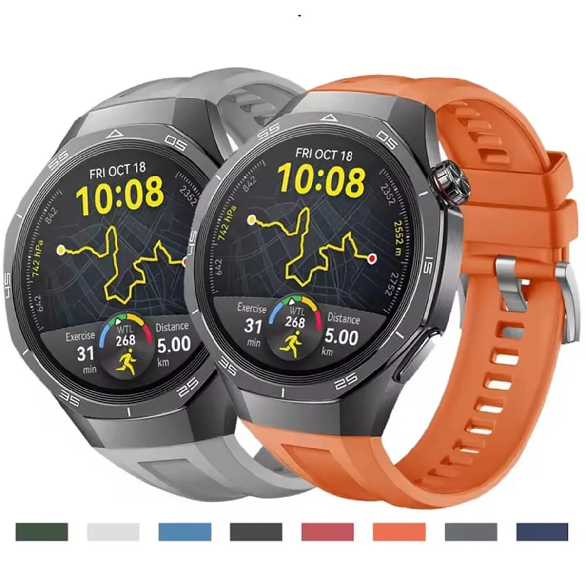 GENERICO - CORREA DE SILICONA RELIEVE PARA HUAWEI WATCH GT5 PRO 46 mm PLOMO