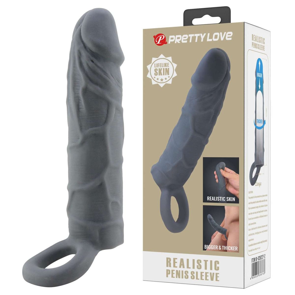 PRETTY LOVE - FUNDA EXTENSORA DE PENE 18 CM - BLACK POWER