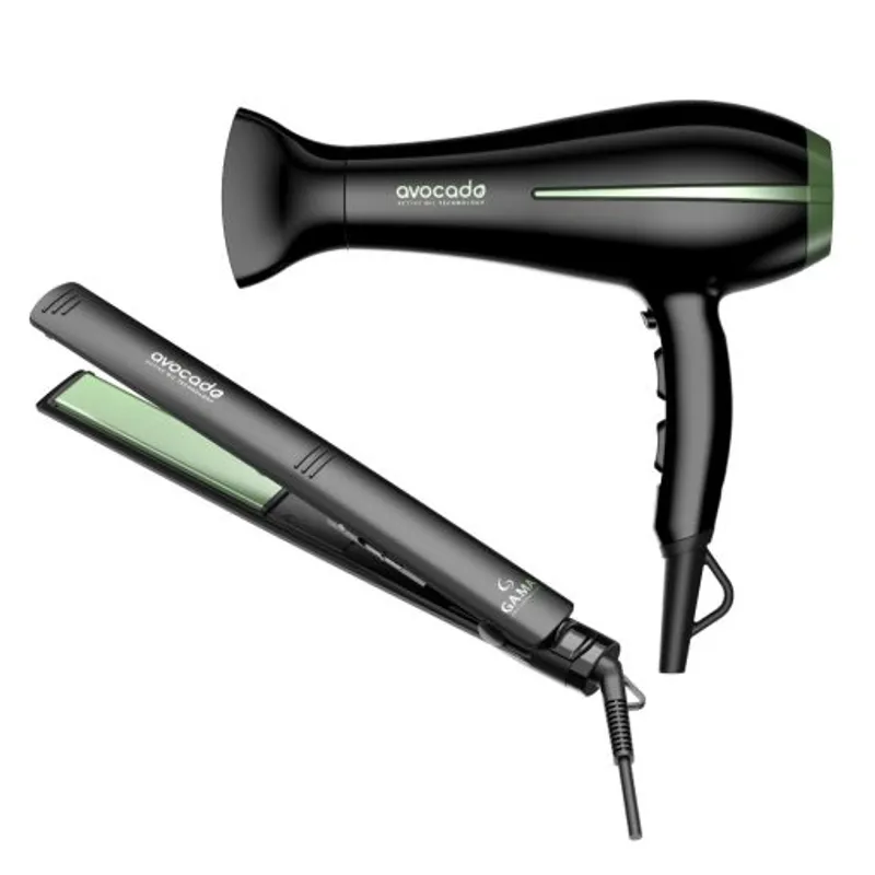 GAMA - Combo Secadora Bora + Plancha Elegance Avocado Gama NegroVerde