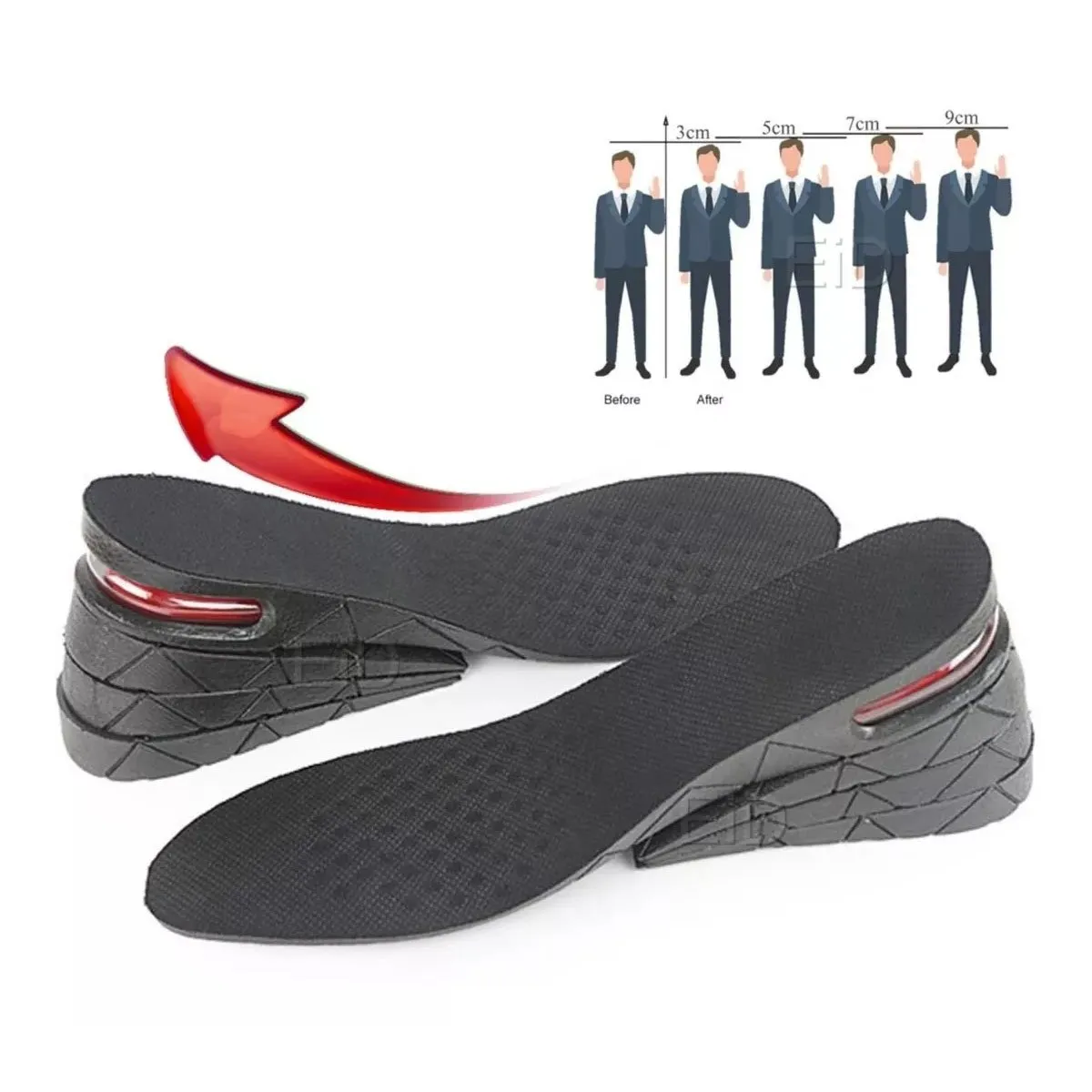 GENERICO - Plantillas Elevate Shoes de 3 a 7 cm+Capsula de Aire Unisex