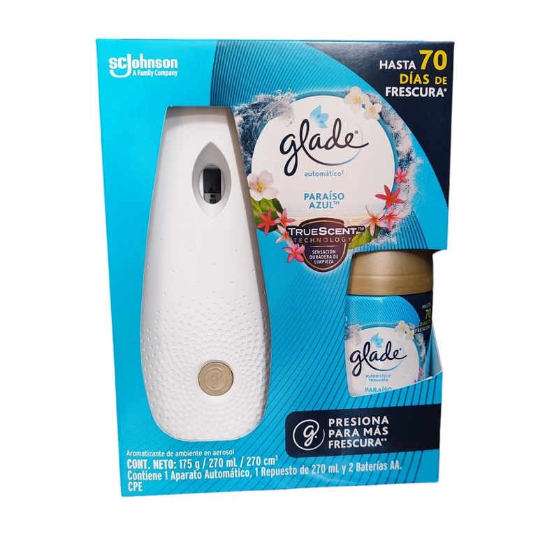 GLADE - Aromatizador Glade Automático  Paraíso azul 270ml
