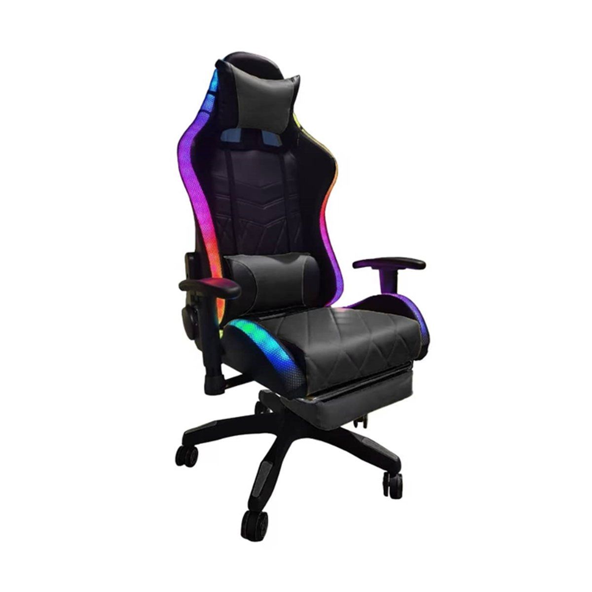 TEMEL - Silla Gamer iMUEBLES Negro Reclina 180° Reposapiés y Luces RGB