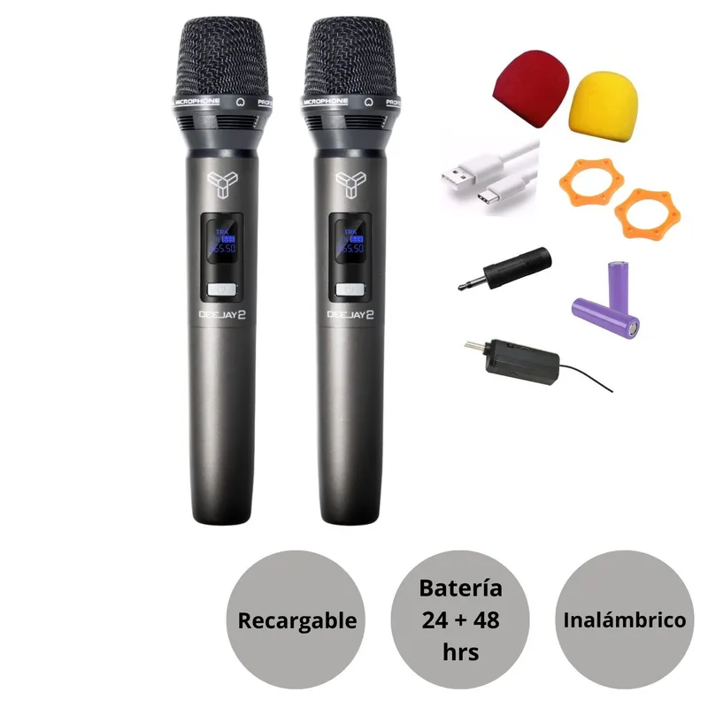 GENERICO - Micrófono Inalámbrico Dual DEEJAY2 TRKM9632 VHF duración 24 a 48 hrs