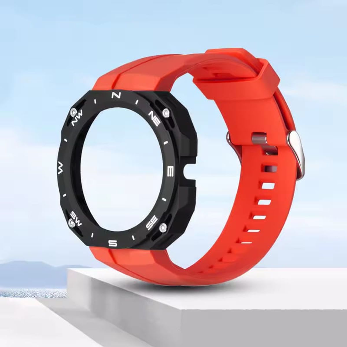 GENERICO - CORREA SILICONA + FUNDA PROTECTORA PARA HUAWEI WATCH GT CYBER NARANJA