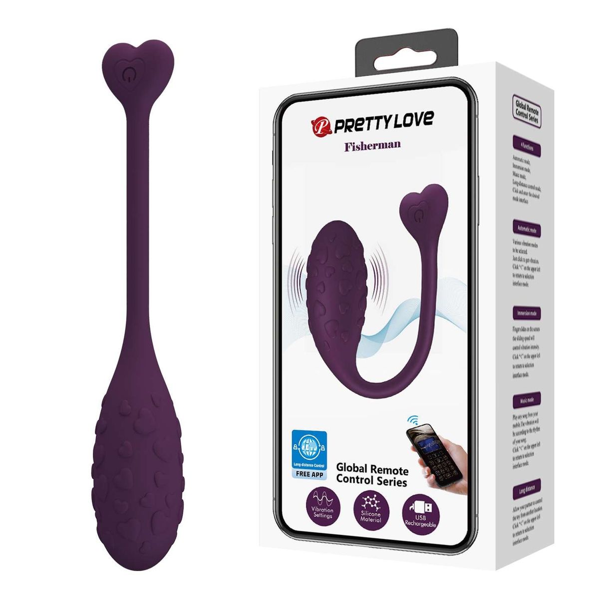 PRETTY LOVE - Huevo Vibrador con App y Control a Distancia  Dark Fisherman