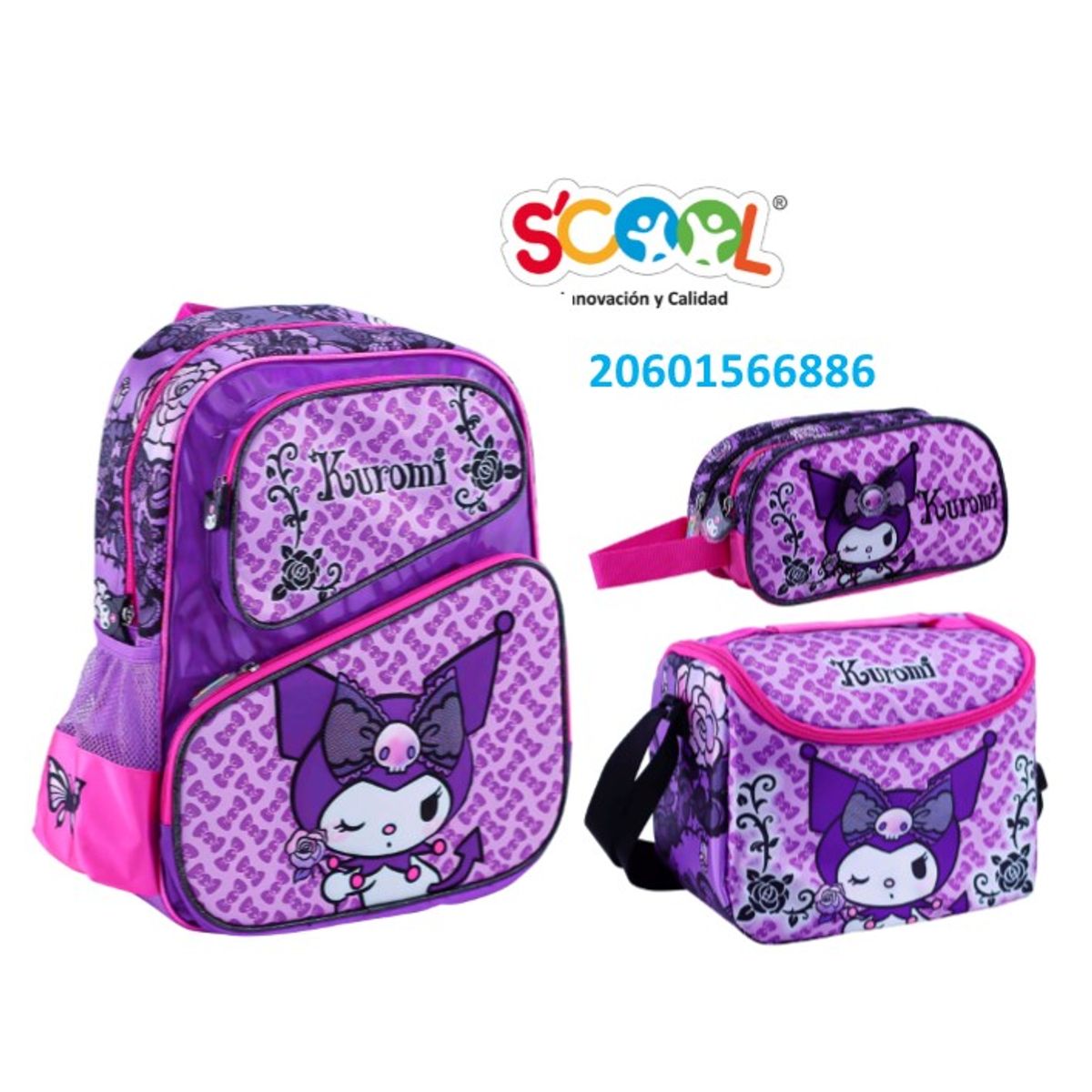 SCOOL - SET MOCHILA SCOOL MAGIC TELA 3 BOL KUROMI