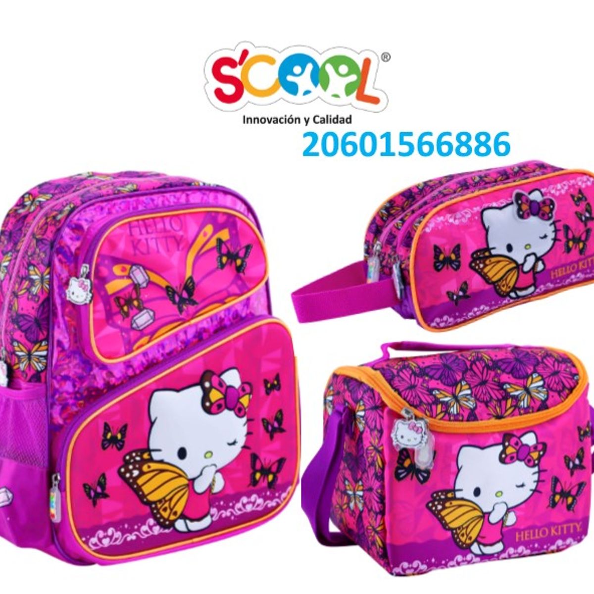 SCOOL - SET MOCHILA SCOOL MAGIC 3 BOL TELA  HELLO KITTY