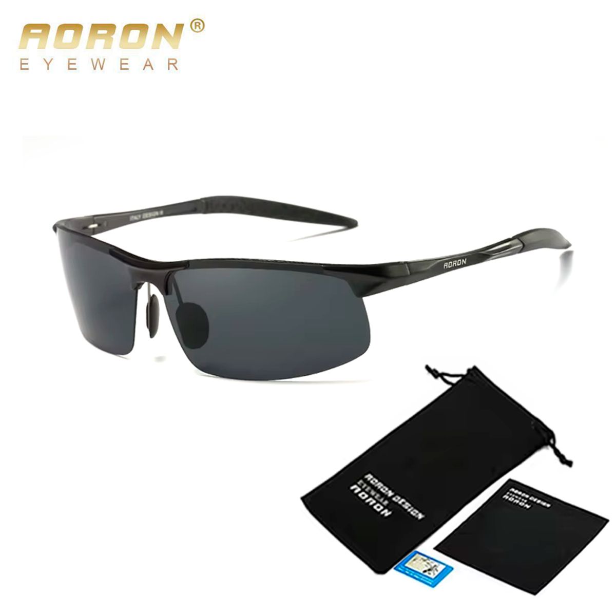 AORON - Lentes de sol Polarizado Aluminio uv400 - Negro
