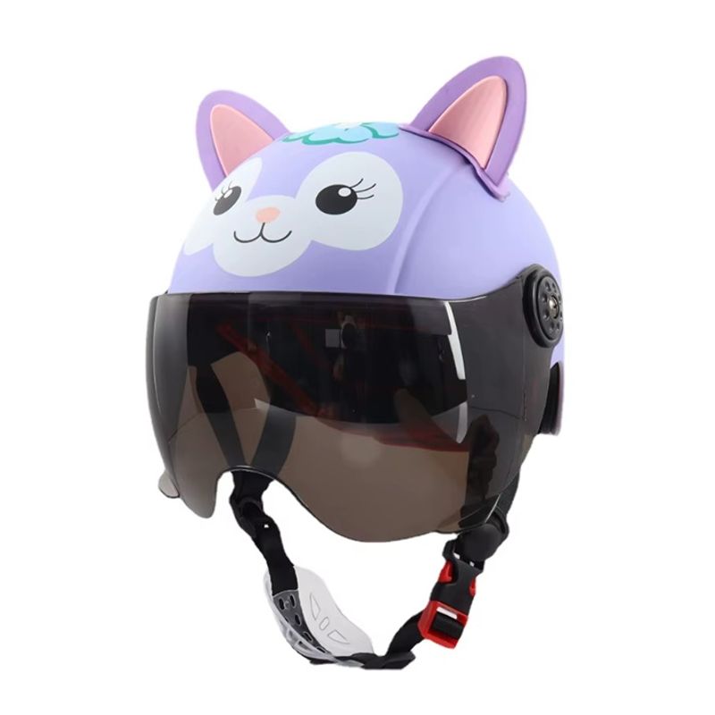 GENERICO - Casco Protección Niños Kawaii Visor HD Oscuro Ajustable