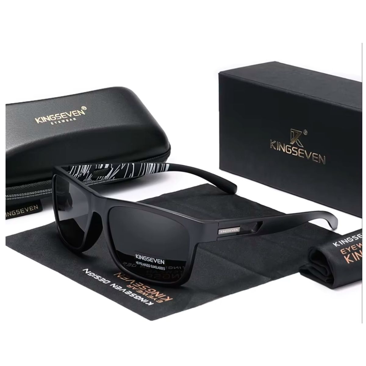 KINGSEVEN - Lentes de sol Para Hombre Polariado uv400 - Negro