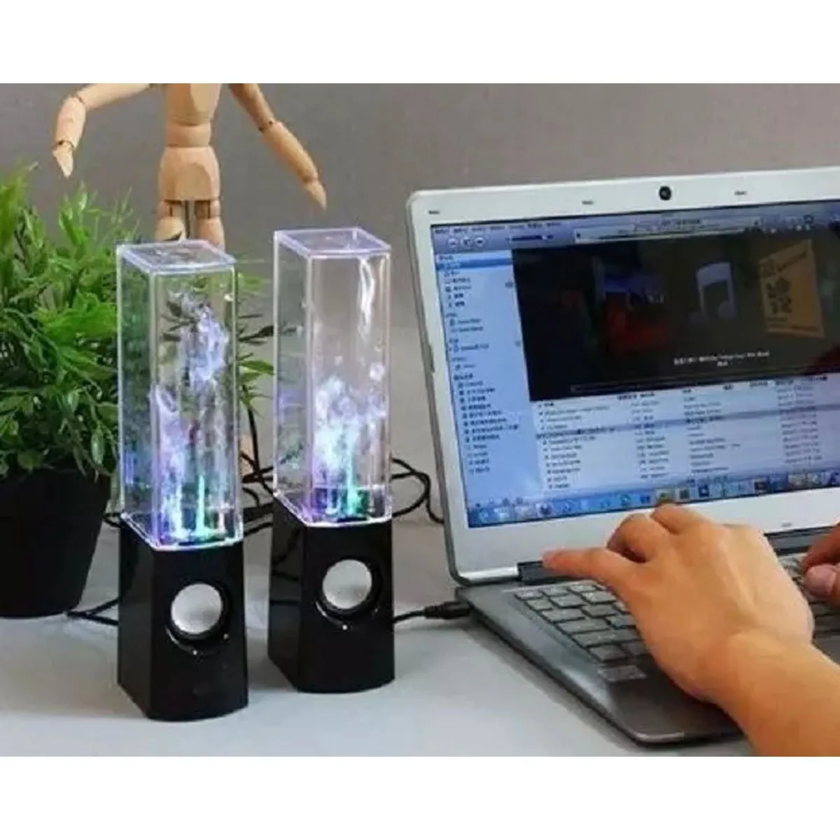 GENERICO - Parlantes Para Pc Laptop Conexión Aux 35mm Con Aguas Rítmicas Y Luces