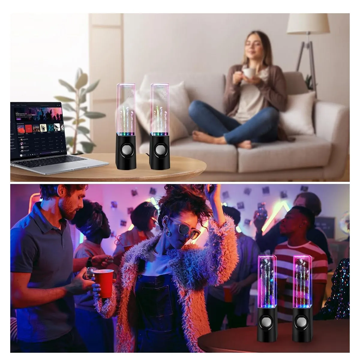 GENERICO - Parlantes Para Pc Laptop Conexión Aux 35mm Con Aguas Rítmicas Y Luces