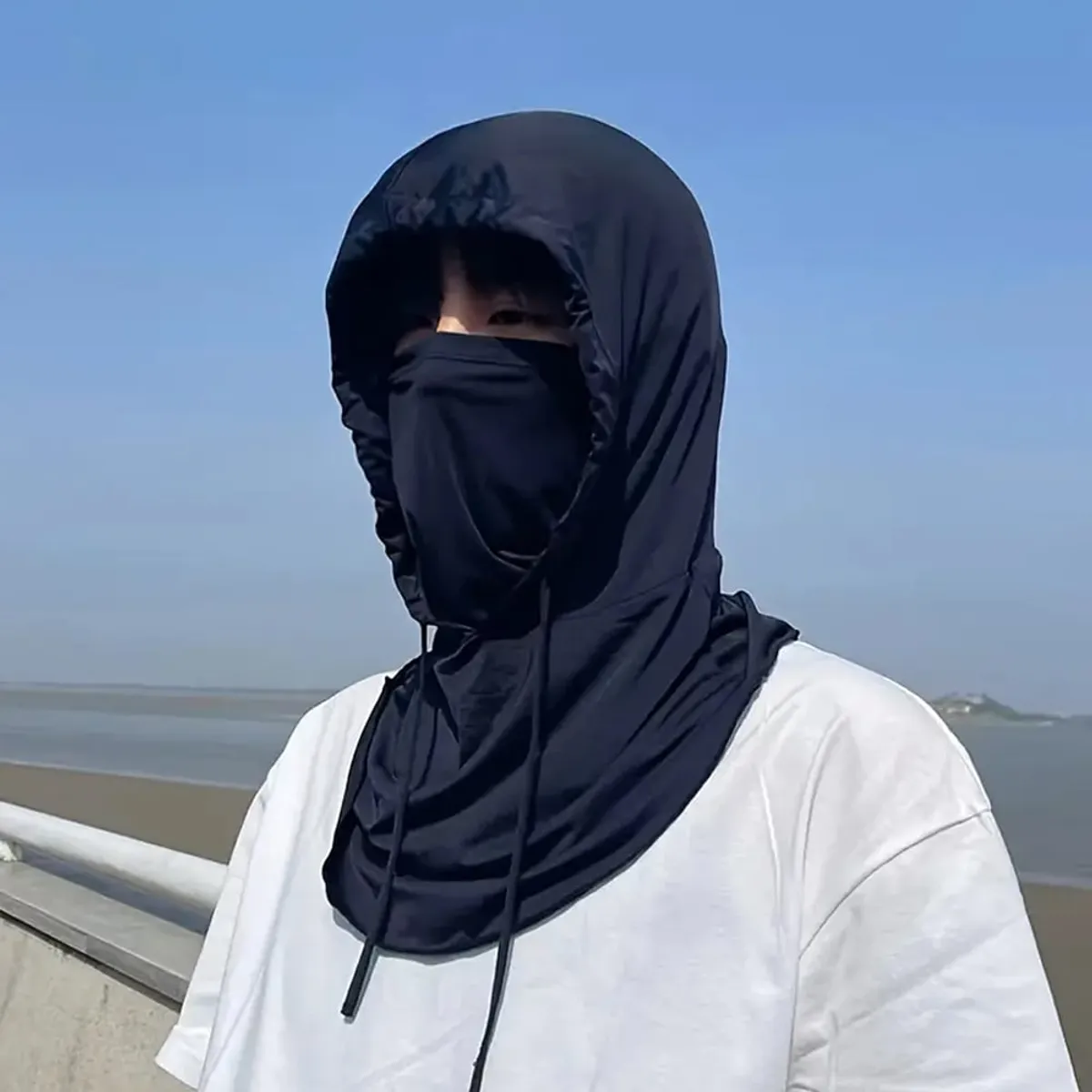 GENERICO - PASAMONTAÑA BANDANA CON CAPUCHA PROTECCIÓN UV NEGRO