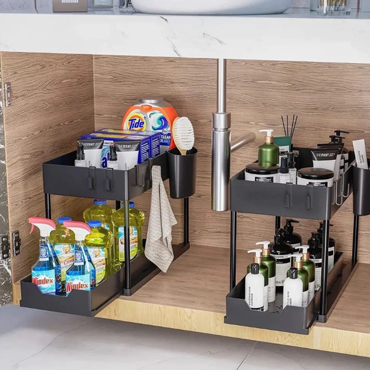GENERICO - Organizador de 2 niveles Repisas Cocina Baño color NEGRO