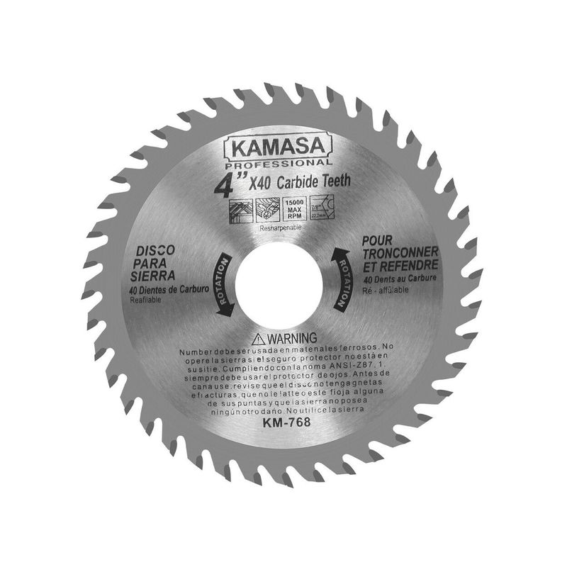 KAMASA - Disco Sierra para Madera 4" (100mm) 40 Dientes Kamasa