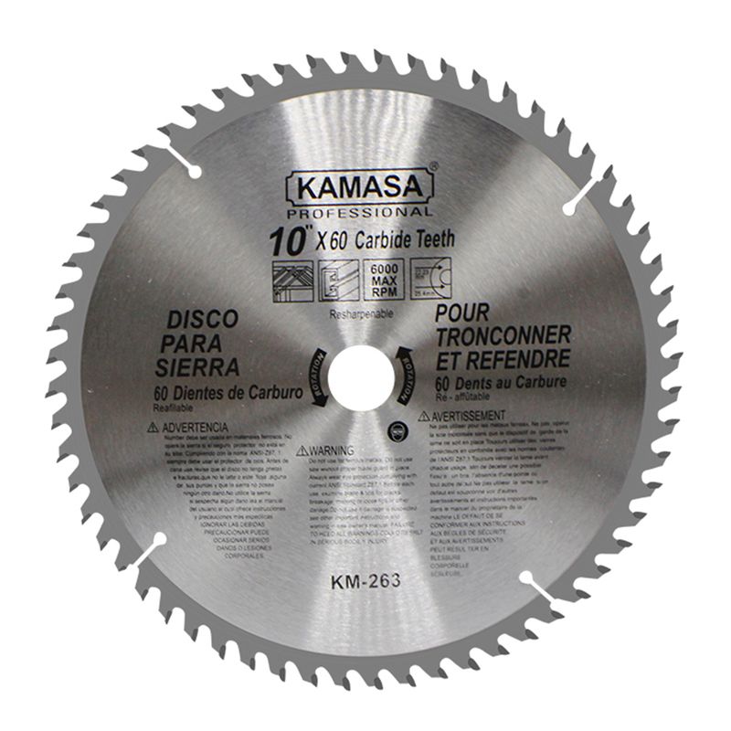 KAMASA - Disco Sierra para Madera 10" (250mm) 60 Dientes Kamasa