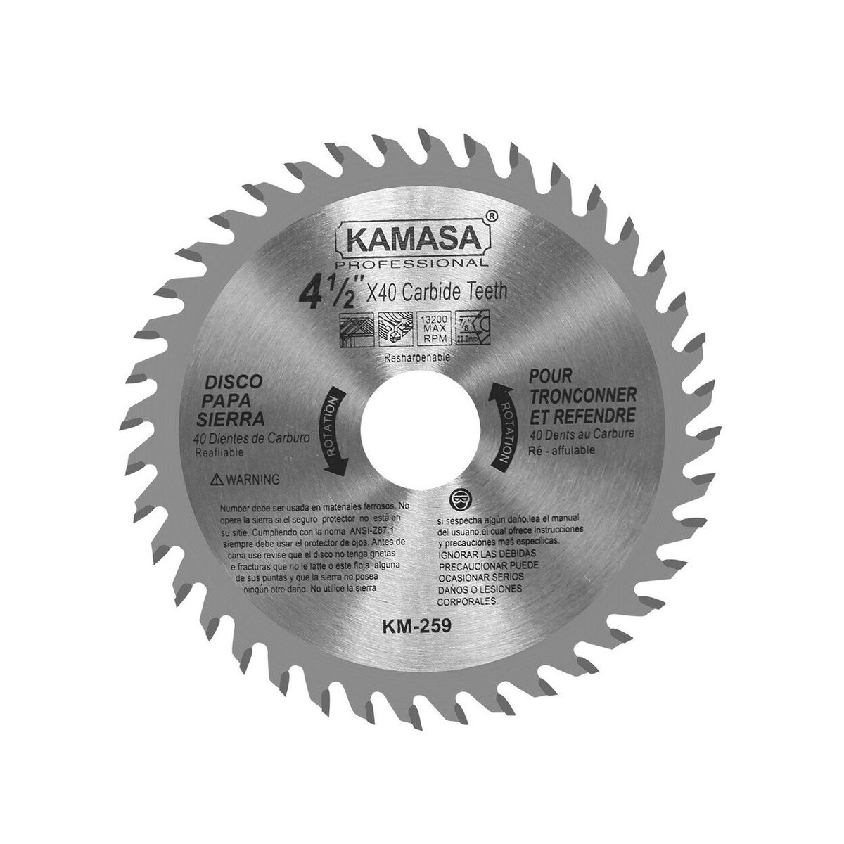 KAMASA - Disco Sierra para Madera (115mm) 40 Dientes