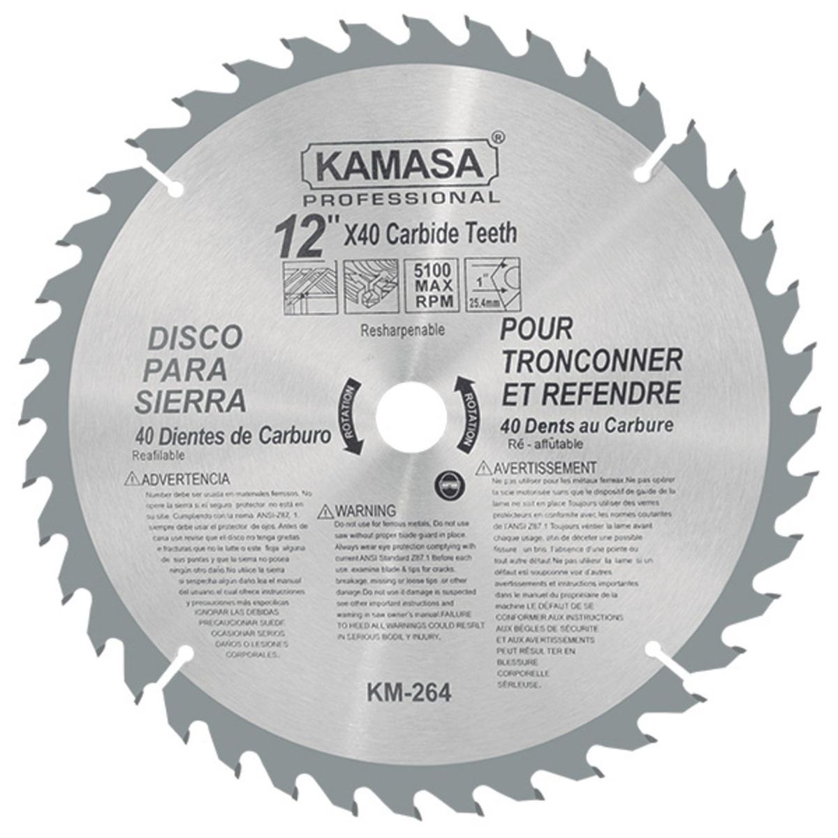 KAMASA - Disco Sierra para Madera 12" (300mm) 40 Dientes Kamasa